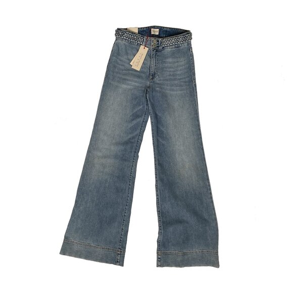 Alice + Olivia Denim - Alice + Olivia Jeans, Wide Leg Flared NWT Missy Sz 27 Ivy Blue Braided Waistband